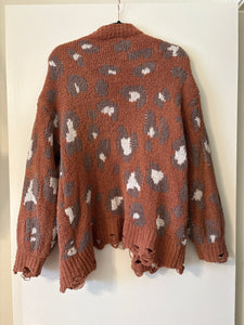 Medium Loveriche Frayed Edge Leopard Cardigan