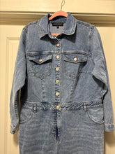 Load image into Gallery viewer, Size 18 Eloquii NWOT Plus Size Wide Leg Raw Hem Denim Jumpsuit
