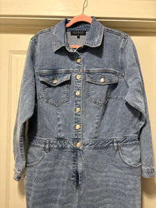 Size 18 Eloquii NWOT Plus Size Wide Leg Raw Hem Denim Jumpsuit