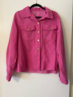 XL Hot Pink Thin Corduroy Shacket