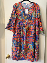 Load image into Gallery viewer, Large NWT Boho Colorful Paisley Shift Dress
