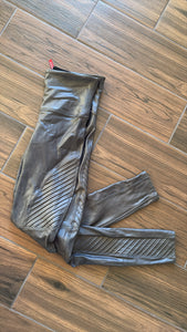 Spanx Large Faux Leather Motto Seamless Tummy Control Leggings