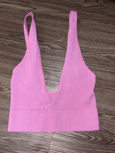 M/L Free People NWOT Purple Ribbed Crop Top