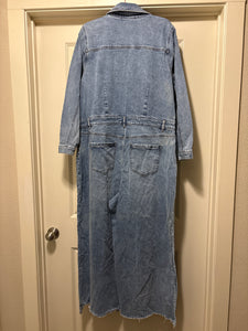 Size 18 Eloquii NWOT Plus Size Wide Leg Raw Hem Denim Jumpsuit