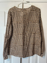 Load image into Gallery viewer, Large Loft Neutral Polka Dot Silk Button Up Blouse
