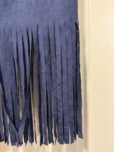 Load image into Gallery viewer, Medium Blue S NWOT Navy Fringe Suede Skirt
