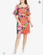Load image into Gallery viewer, Size 16 Trina Turk NWT Plus Size  Kanan Square Neck Ruffle Sleeve Shift Dress
