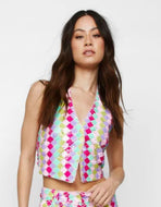 Size 8 Nasty Gal Diamond Sequin Halter Neck Vest