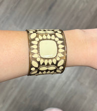 Load image into Gallery viewer, Boho Western Ivory &amp; Gold Thick Bangle
