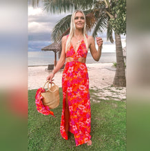 Load image into Gallery viewer, XL NWT Show Me Your Mumu Pink Orange Floral Cut Out Maxi Dress
