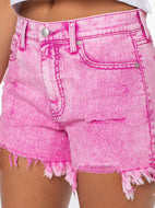11/30 Celebrity Pink Acid Wash Denim Cut Off Shorts