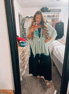 One Size Laundry By Design Green Embroidered Kimono
