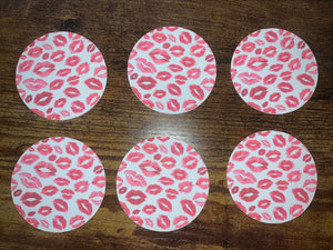 Pink & Red Lipstick Kisses Valentine’s Day Cardstock For Car Freshies