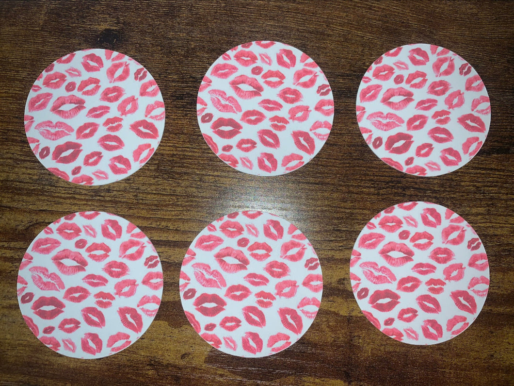 Pink & Red Lipstick Kisses Valentine’s Day Cardstock For Car Freshies