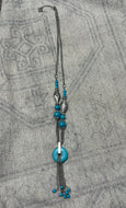 Turquoise & Silver Long Tassel Necklace