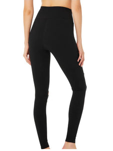 XS Alo Black High Waisted Ripped Warrior Leggings