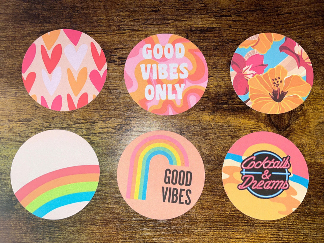 Retro Neon Good Vibes Rainbow Grab Bag Cardstock For Car Freshies