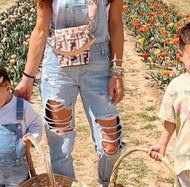 Medium Cello Light Wash Distressed Denim Overalls