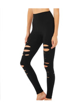 Load image into Gallery viewer, XS Alo Black High Waisted Ripped Warrior Leggings
