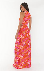 XL NWT Show Me Your Mumu Pink Orange Floral Cut Out Maxi Dress