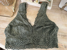 Load image into Gallery viewer, Medium Aerie Olive Green Lace Eyelet Bralette
