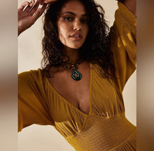 Load image into Gallery viewer, Medium Free People Mustard Golden Yellow Boho Lace Maxi Dress With Pockets
