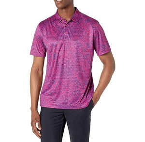 Medium Robert Graham Men's Classic Fit Downdrift Pink Purple Moisture Wick Short Sleeve Polo Shirt