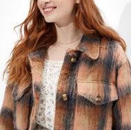 XL American Eagle Fuzzy Plaid Shacket