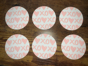 Pink & White XO Hearts Valentine’s Day Cardstock For Car Freshies