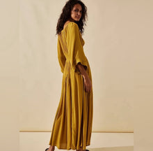 Load image into Gallery viewer, Medium Free People Mustard Golden Yellow Boho Lace Maxi Dress With Pockets
