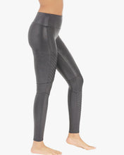 Load image into Gallery viewer, Spanx Large Faux Leather Motto Seamless Tummy Control Leggings
