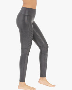 Spanx Large Faux Leather Motto Seamless Tummy Control Leggings