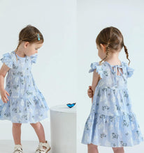 Load image into Gallery viewer, 4-5T Blue Floral Boho Ruffle Sun Dress
