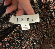 Load image into Gallery viewer, Medium THML Pink Black Floral Printed Smocked Dress

