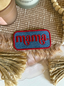 Vintage Dark Wash Wrangler Denim Mama Embroidered Iron On Patch