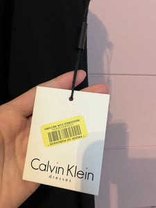 Size 10 Calvin Klein NWT Black Chiffon Popover Scuba Dress
