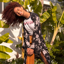 Load image into Gallery viewer, One Size Spiritual Gangster Black Floral Print Kimono
