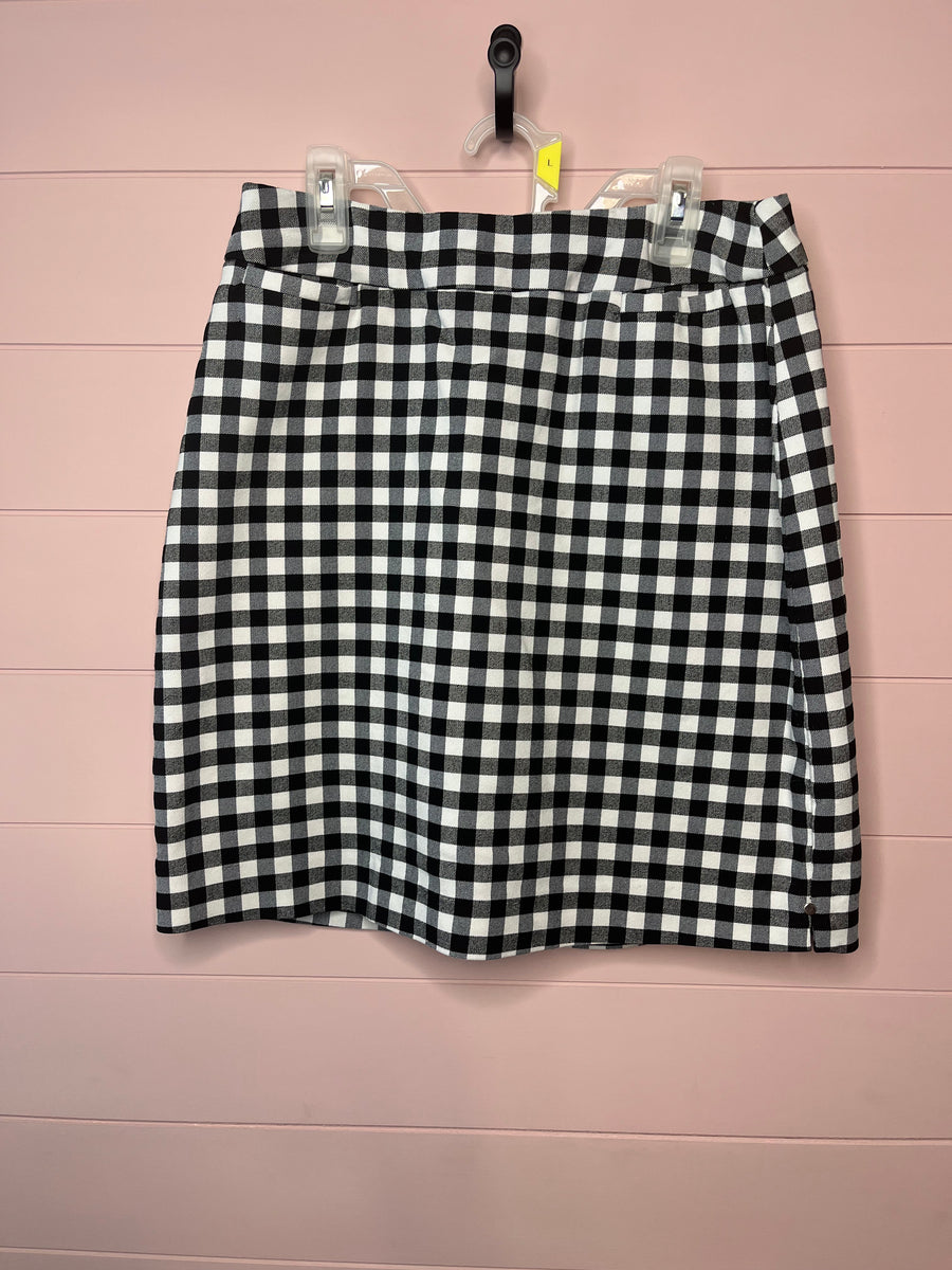 Size 4 Christopher & Banks Black & White Buffalo Plaid Mini Skirt ...