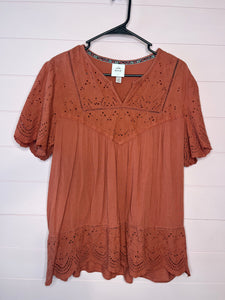 XXL Knox Rose Boho Burnt Orange Top