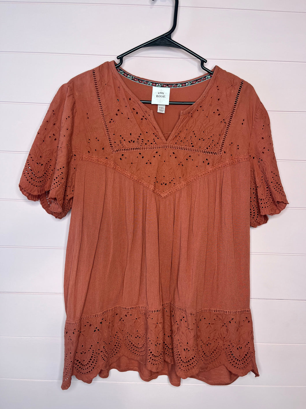 XXL Knox Rose Boho Burnt Orange Top