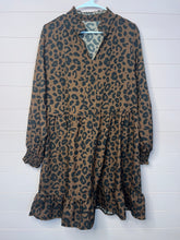 Load image into Gallery viewer, XXL Leopard Ruffle Long Sleeve Dress
