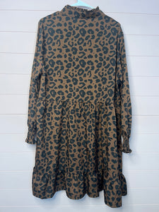 XXL Leopard Ruffle Long Sleeve Dress