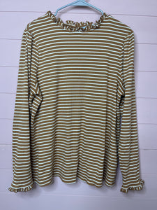 1X Croft & Barrow Brown Stripe Ruffle Top