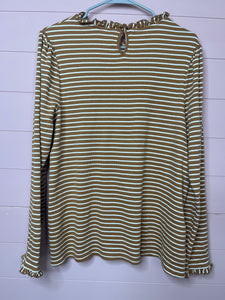 1X Croft & Barrow Brown Stripe Ruffle Top