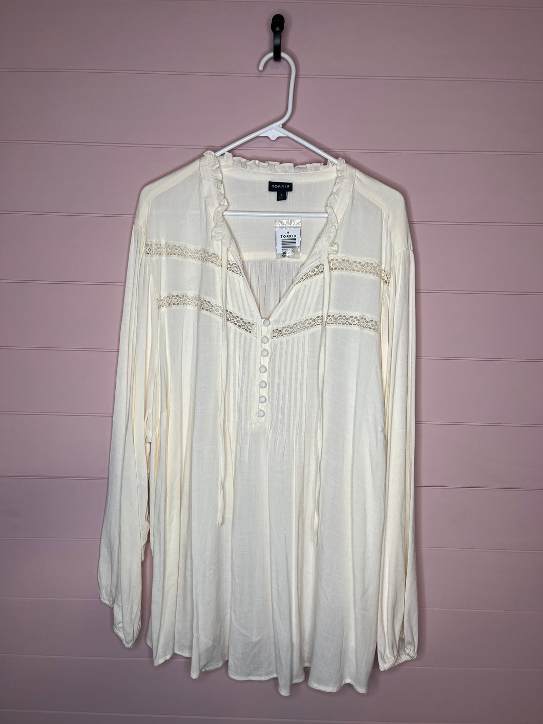 4XL Torrid NWT Ivory Peasant Style Plus Size Blouse