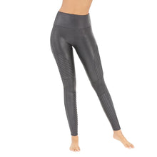 Load image into Gallery viewer, Spanx Large Faux Leather Motto Seamless Tummy Control Leggings
