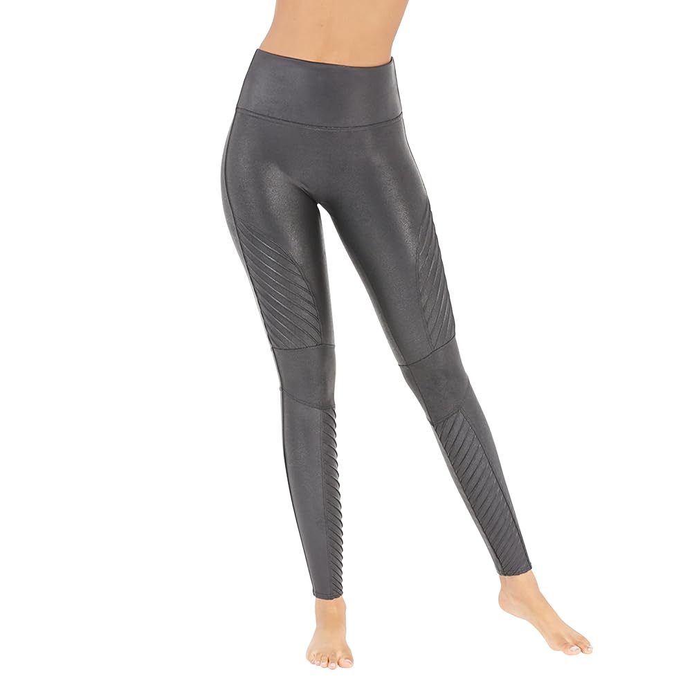 Spanx Large Faux Leather Motto Seamless Tummy Control Leggings