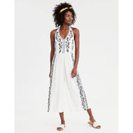 XS American Eagle White Halter Embroidered Jump Suit