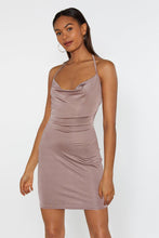 Load image into Gallery viewer, NWT Nasty Gal Size 4 Satin Cowl Neck Mini Slip Dress
