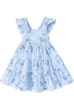 Load image into Gallery viewer, 4-5T Blue Floral Boho Ruffle Sun Dress
